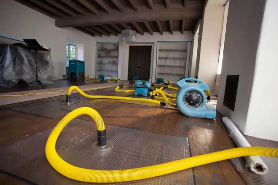 Technician extracting standing water from a Palmetto, GA floor